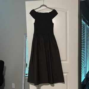 Elegant dark brown Off-Shoulder Dress